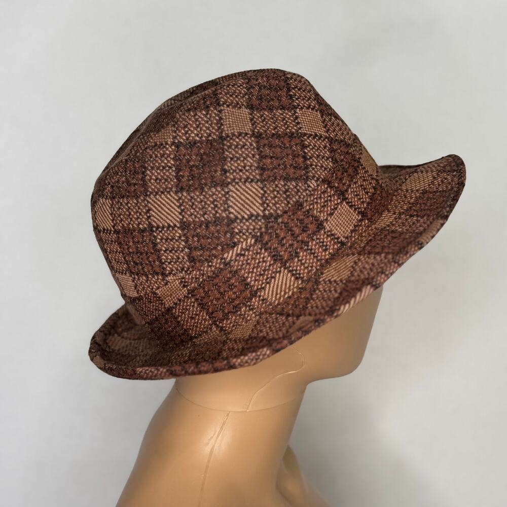 Vintage 1960s Penney’s Towncraft Plaid Fedora Feather Union Made Hat Small - Picture 4 of 16